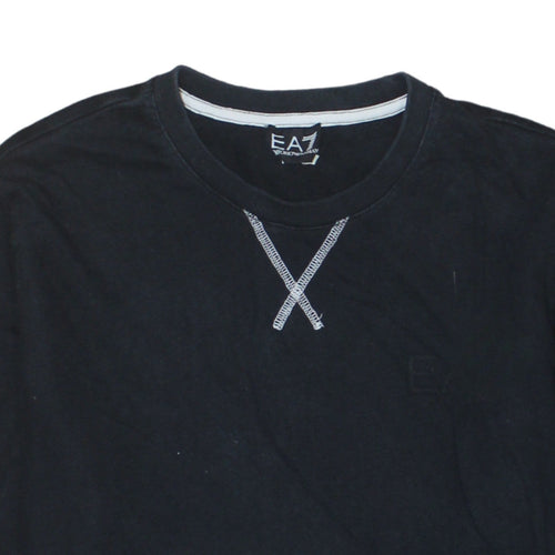 Emporio Armani EA7 Men's Black Cotton Pullover Sweatshirt L