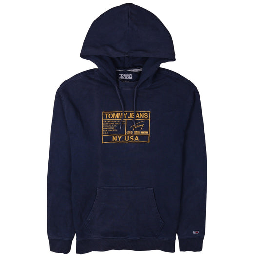 Tommy Jeans Men's Blue XS Pullover Hoodie with Logo Print