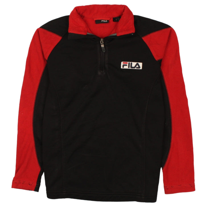 FILA Boys Black & Red Fleece 1/2 Zip Sweatshirt - Size 12 Years