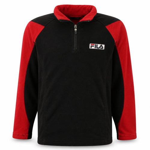 FILA Boys Black & Red Fleece 1/2 Zip Sweatshirt - Size 12 Years