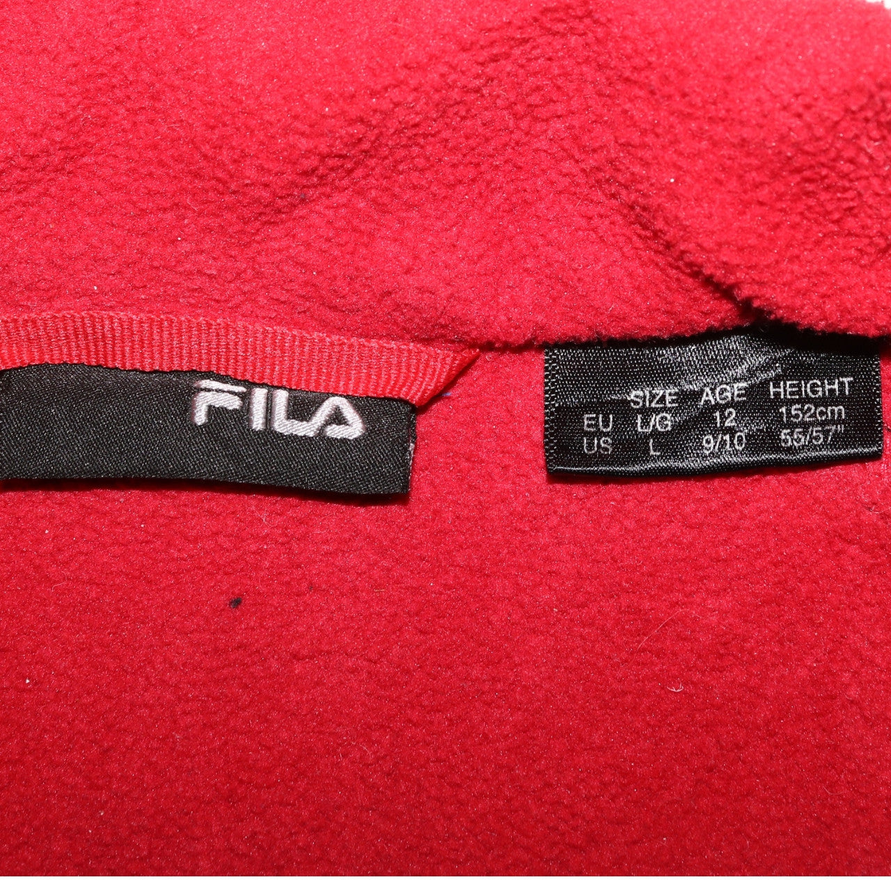 FILA Boys Black & Red Fleece 1/2 Zip Sweatshirt - Size 12 Years