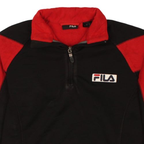 FILA Boys Black & Red Fleece 1/2 Zip Sweatshirt - Size 12 Years