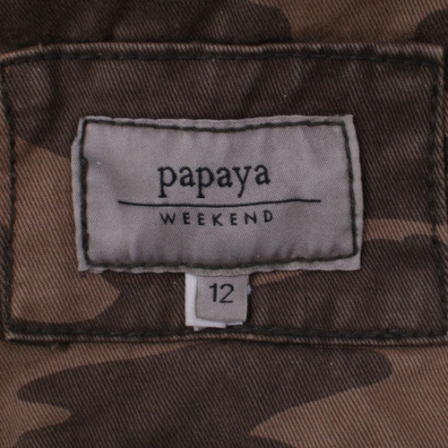 Papaya Women’s Brown Camo Hooded Parka Jacket Size 12