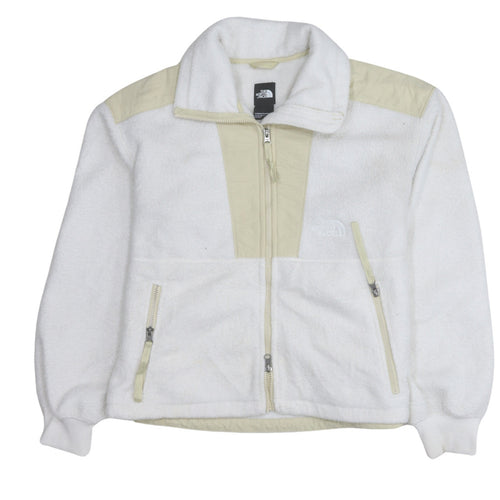 The North Face Women White Full Zip Fleece Jacket M Lined Pockets