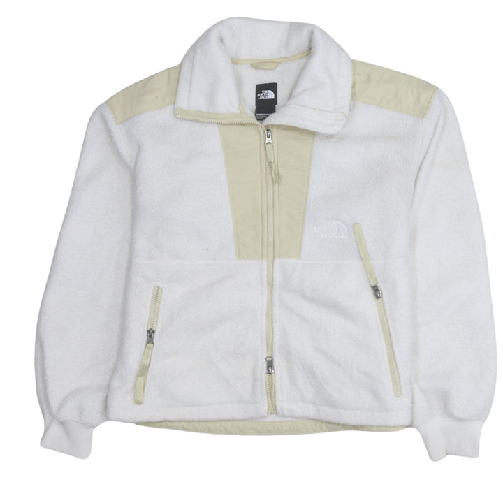The North Face Women White Full Zip Fleece Jacket M Lined Pockets