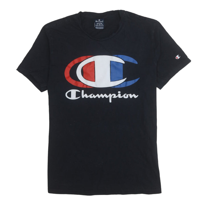 Champion Men's Black Medium Graphic Logo Cotton T-Shirt