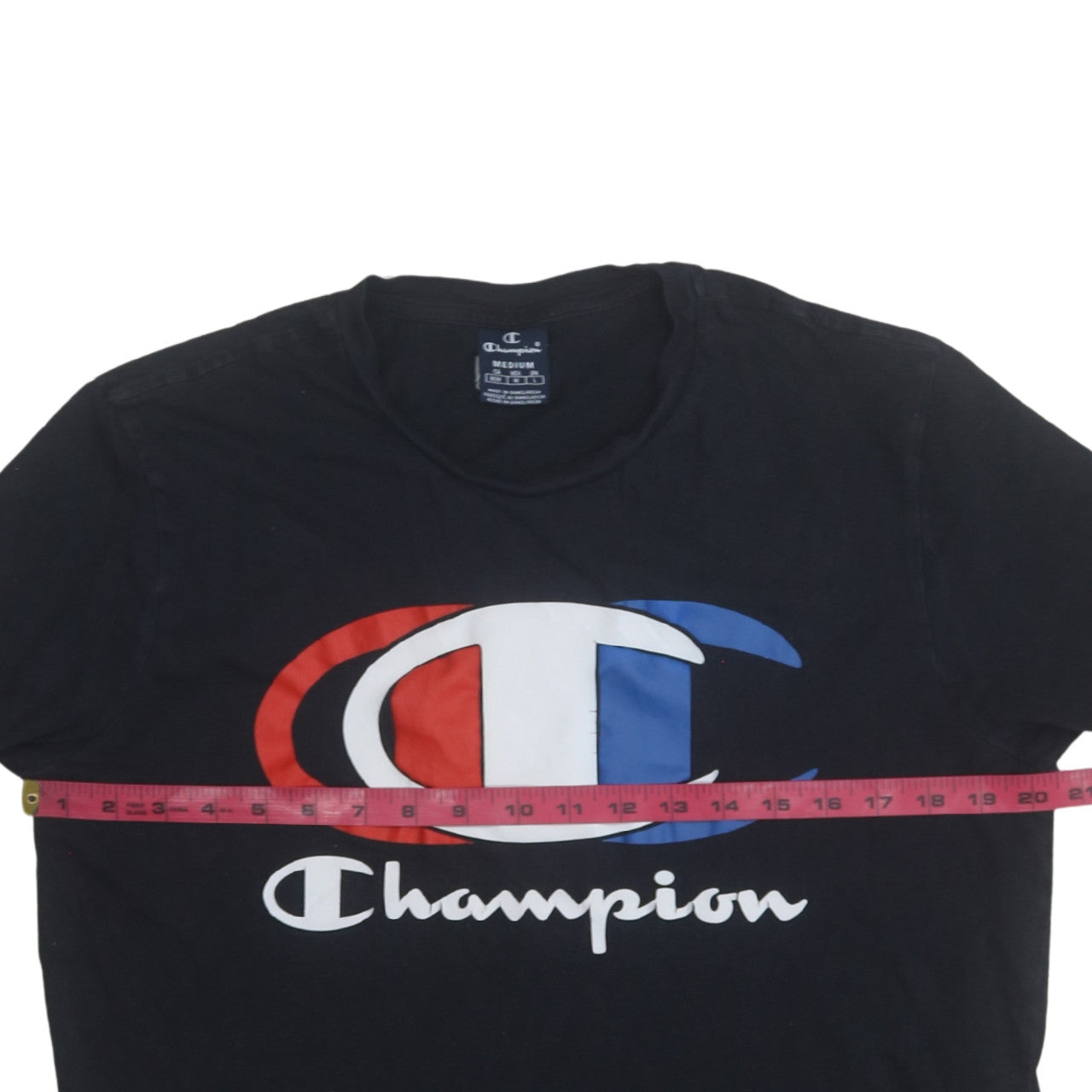 Champion Men's Black Medium Graphic Logo Cotton T-Shirt