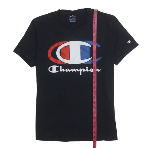 Champion Men's Black Medium Graphic Logo Cotton T-Shirt
