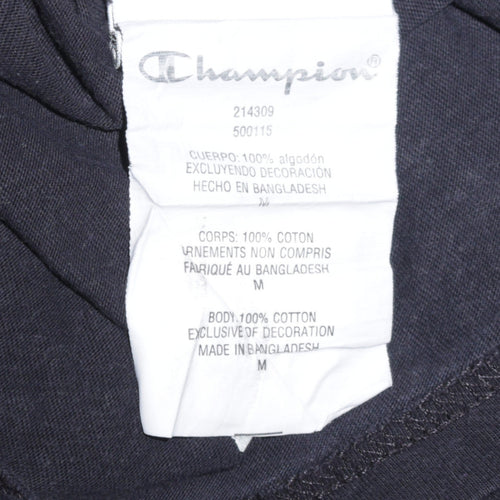 Champion Men's Black Medium Graphic Logo Cotton T-Shirt