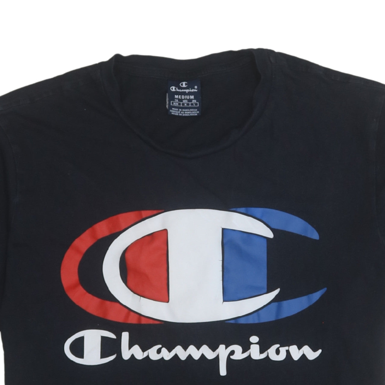 Champion Men's Black Medium Graphic Logo Cotton T-Shirt