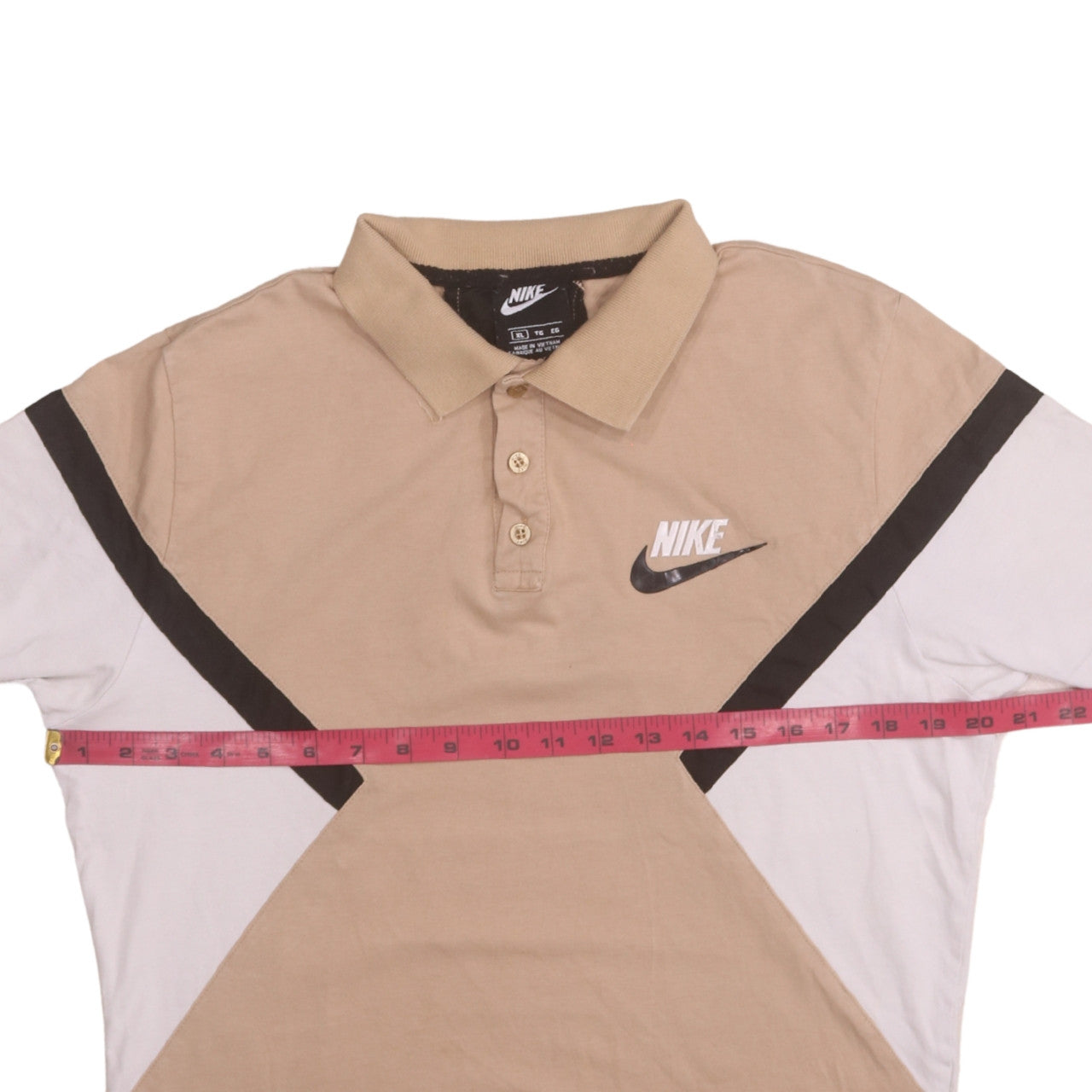 Nike Men's Beige Colourblock Polo Shirt XL