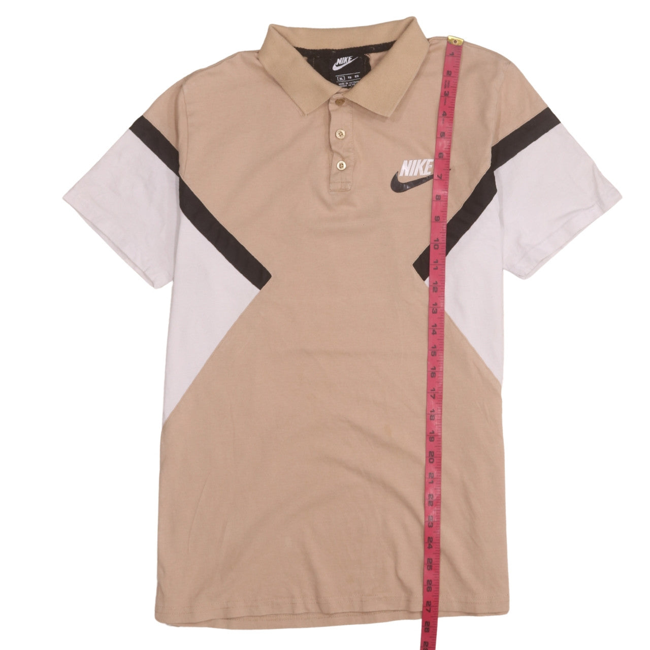 Nike Men's Beige Colourblock Polo Shirt XL