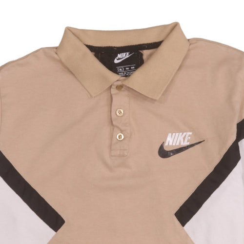 Nike Men's Beige Colourblock Polo Shirt XL
