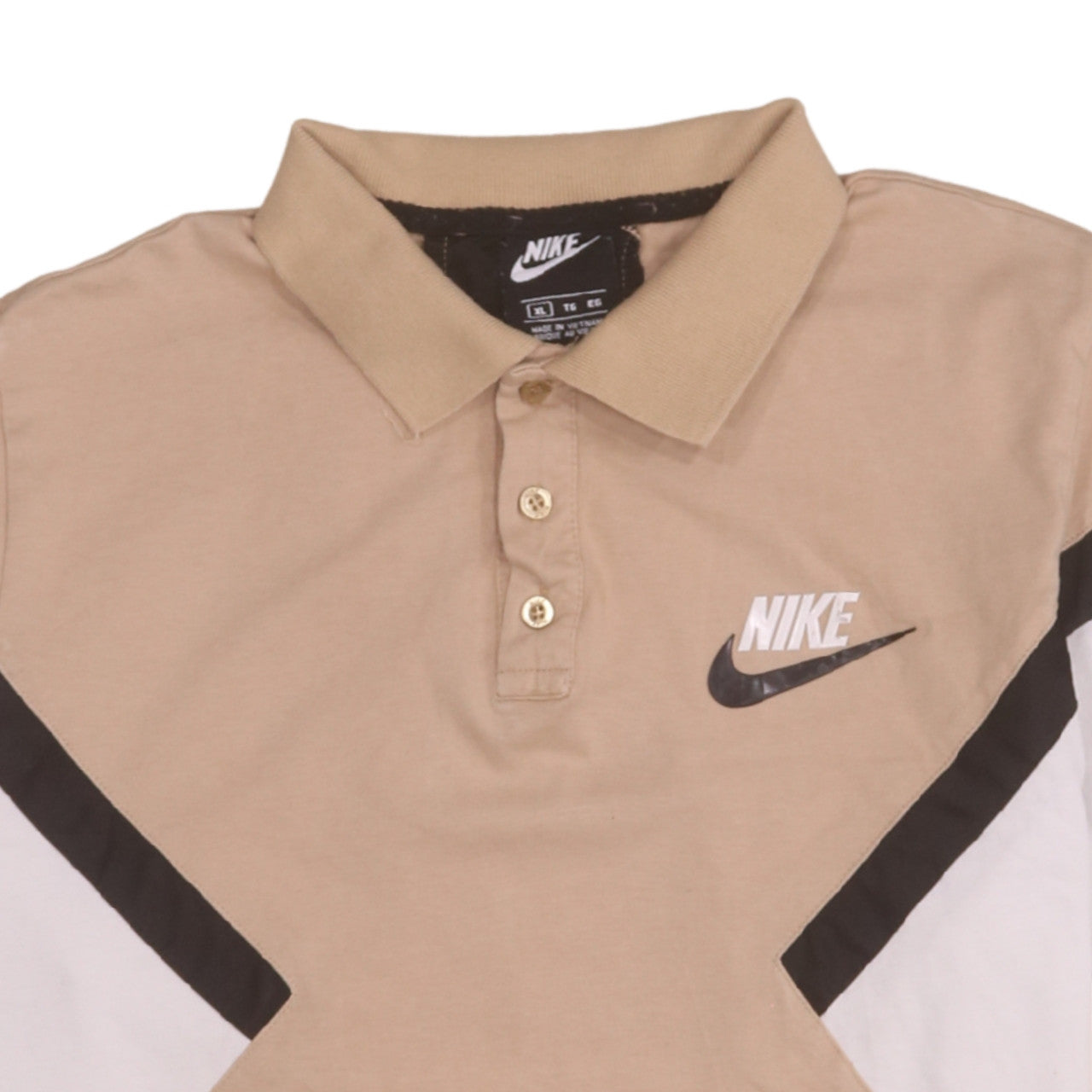 Nike Men's Beige Colourblock Polo Shirt XL