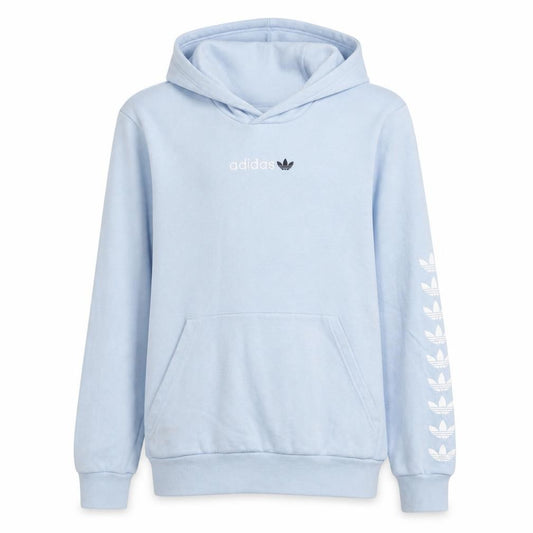 Front view of Adidas girls’ blue pullover hoodie xl 15-16 years logo hooded sweatshirt