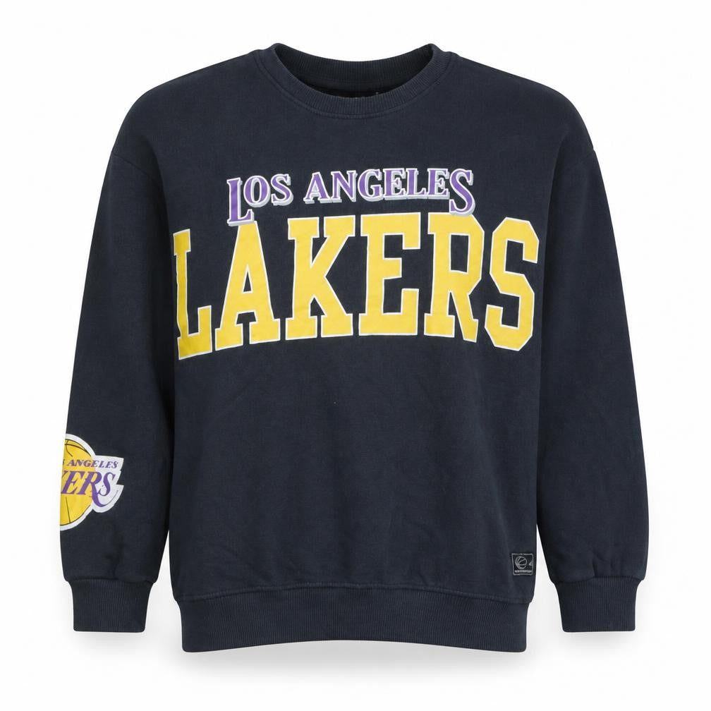 Front view of NBA Los Angeles Lakers women’s black medium pullover sweatshirt