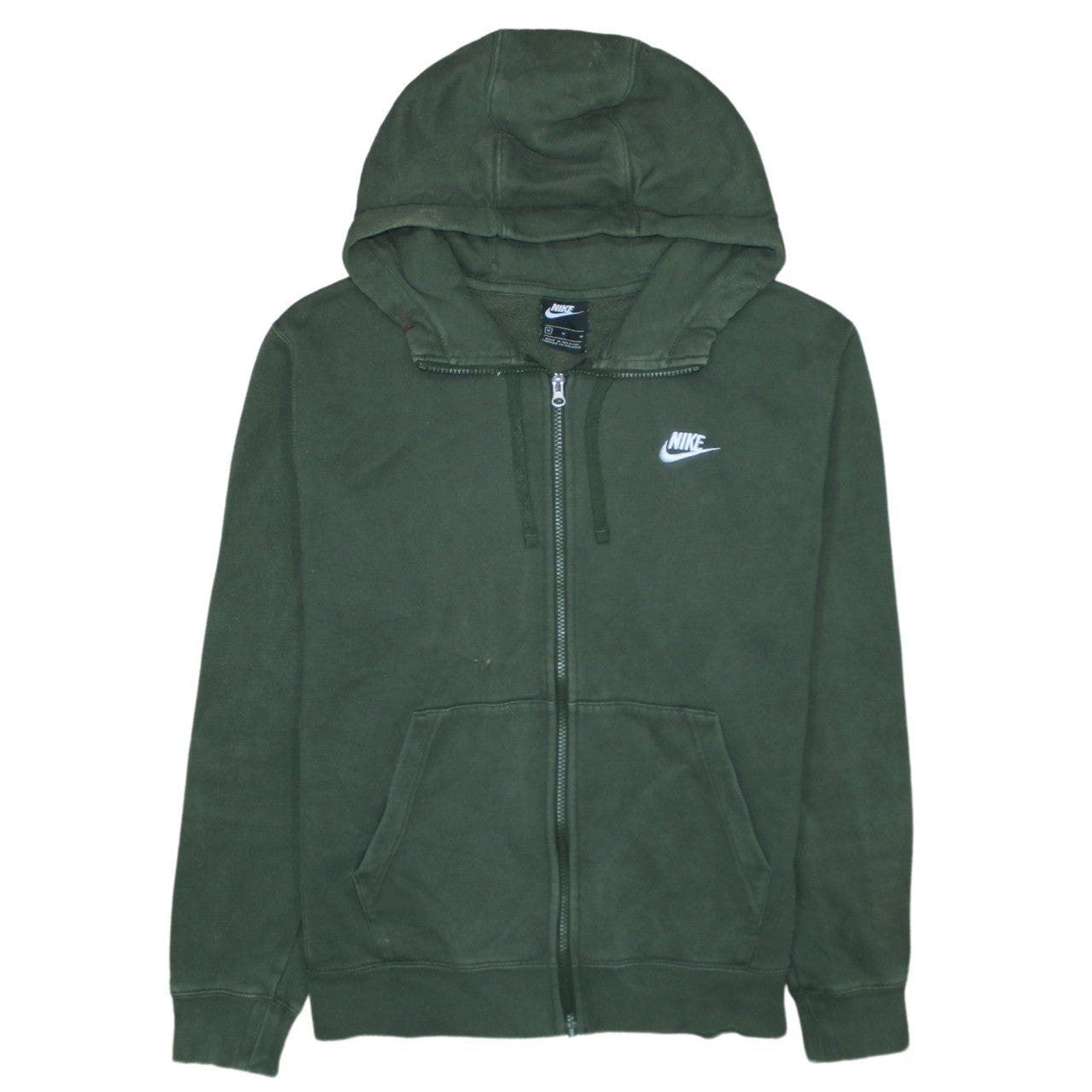 Nike Men's Green Full Zip Fleece Hoodie M Regular Fit