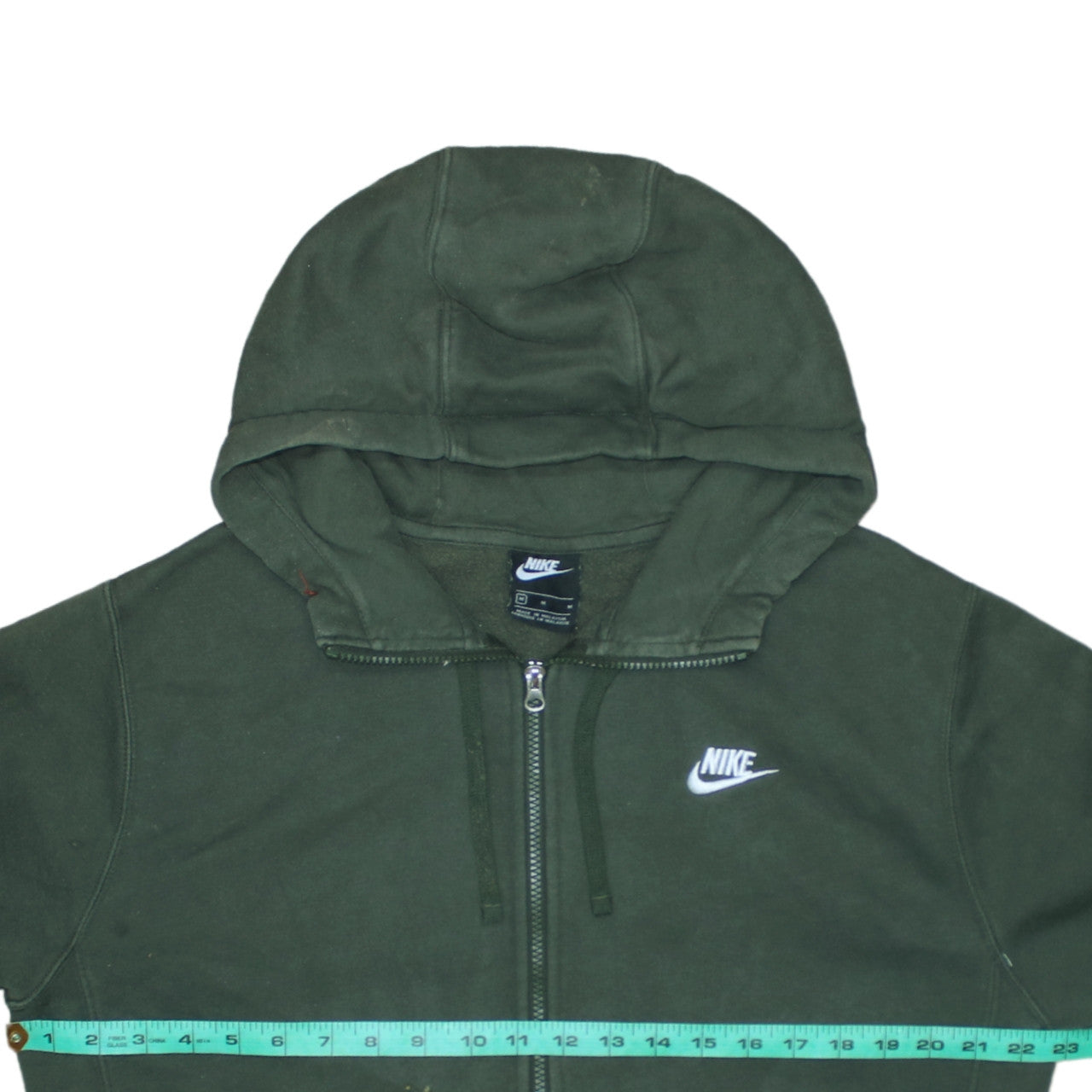 Nike Men's Green Full Zip Fleece Hoodie M Regular Fit