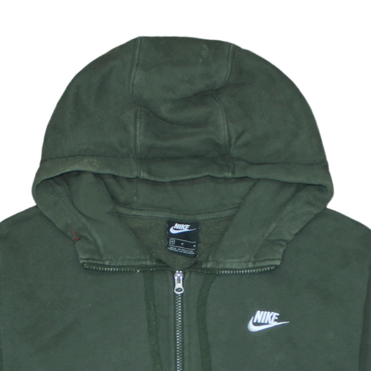 Nike Men's Green Full Zip Fleece Hoodie M Regular Fit