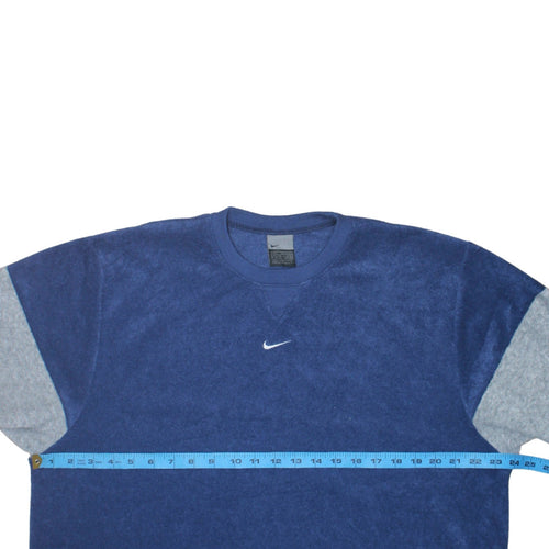 Nike Mens Blue Crew Neck Pullover Sweatshirt Size L Fleece Sportswear