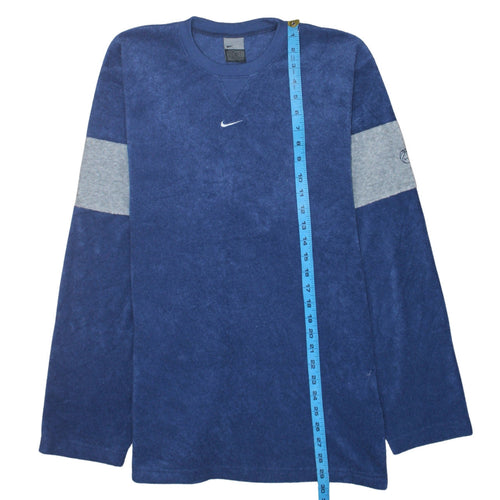 Nike Mens Blue Crew Neck Pullover Sweatshirt Size L Fleece Sportswear