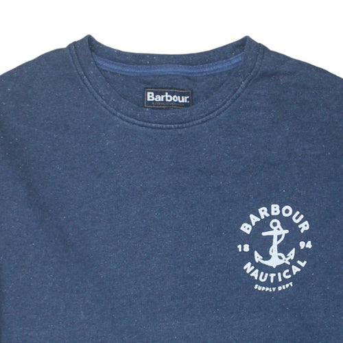 Barbour Men's Blue XL Nautical Logo Crew Neck Sweatshirt