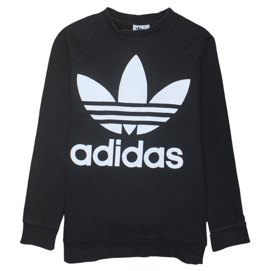 Adidas Womens Black Crew Neck Logo Sweatshirt Size 12