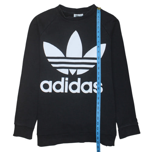 Adidas Womens Black Crew Neck Logo Sweatshirt Size 12