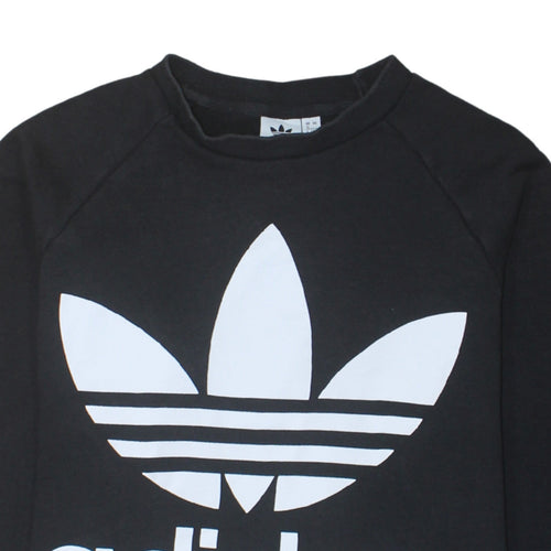 Adidas Womens Black Crew Neck Logo Sweatshirt Size 12