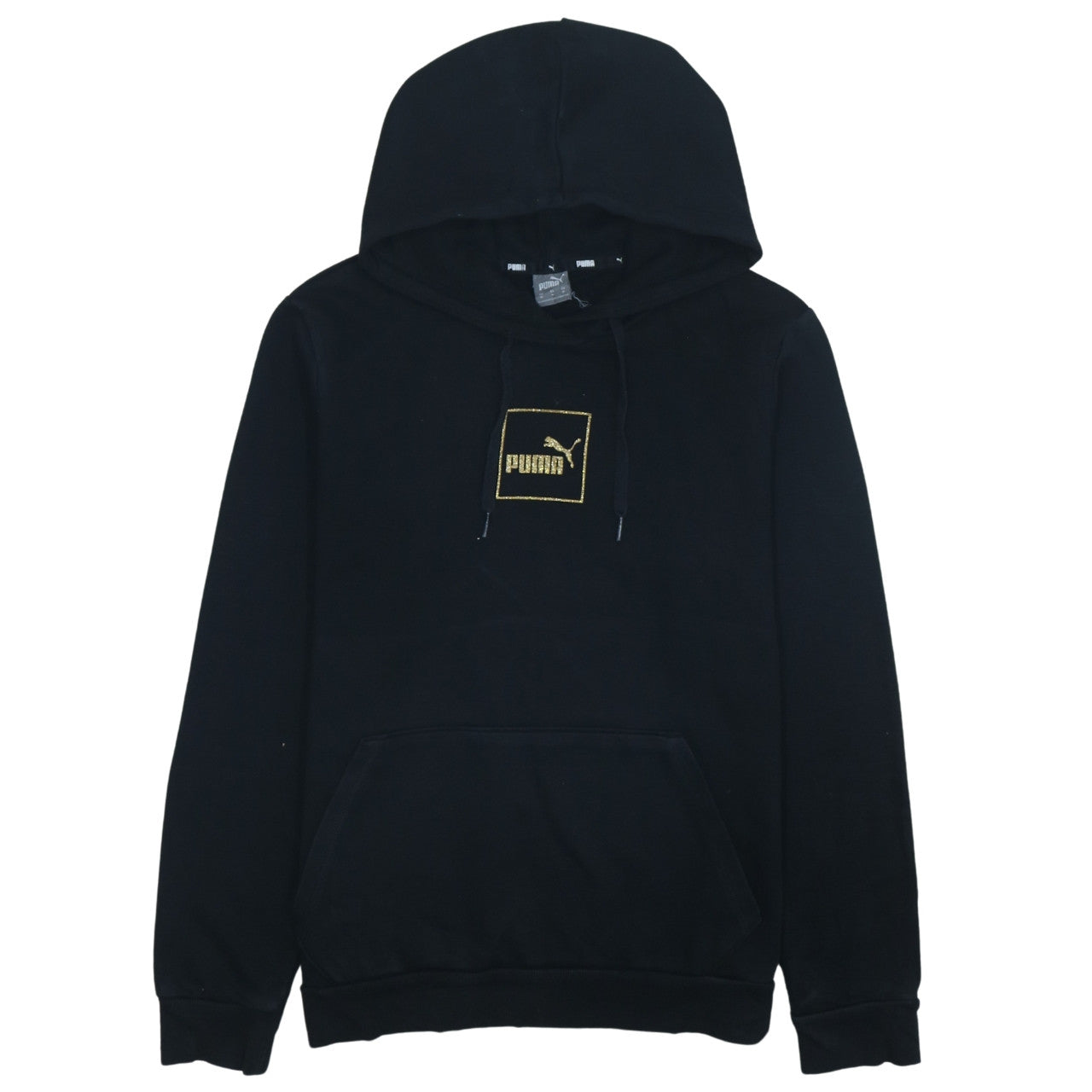 Puma Women's Black Medium Pullover Hoodie Gold Logo
