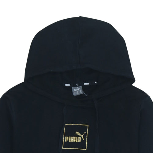 Puma Women's Black Medium Pullover Hoodie Gold Logo