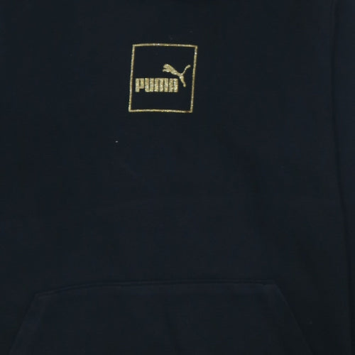 Puma Women's Black Medium Pullover Hoodie Gold Logo