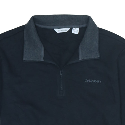 Calvin Klein Men's Black 1/4 Zip Fleece Sweatshirt Size M