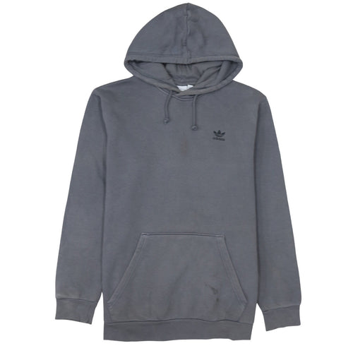 Adidas Men's Grey L Hoodie Track Jacket with Logo & Pocket
