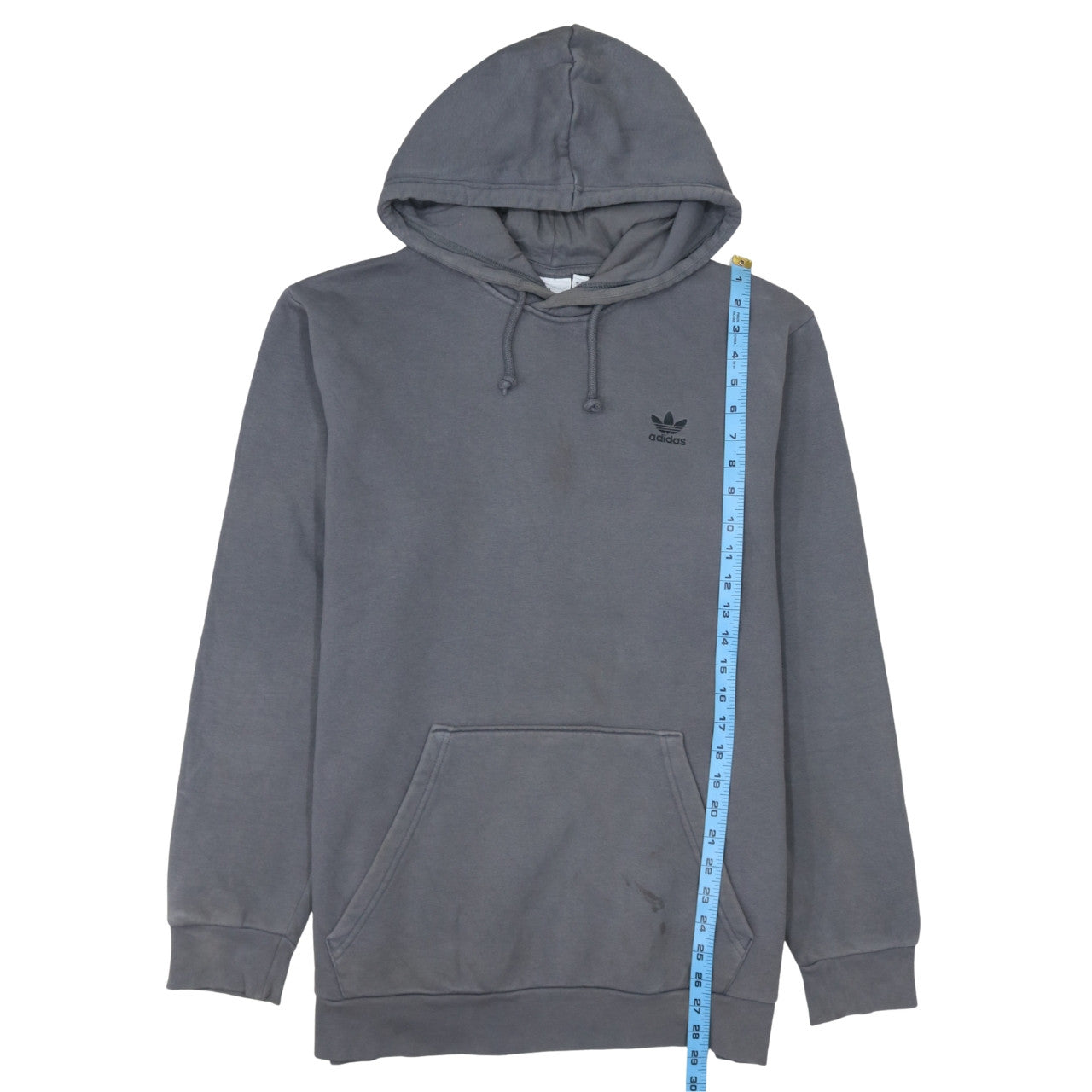 Adidas Men's Grey L Hoodie Track Jacket with Logo & Pocket