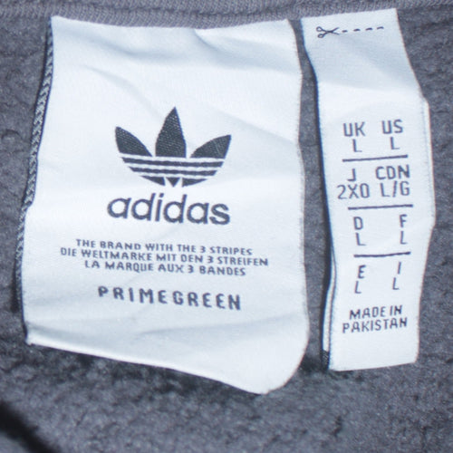 Adidas Men's Grey L Hoodie Track Jacket with Logo & Pocket