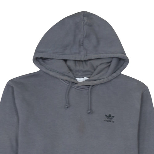 Adidas Men's Grey L Hoodie Track Jacket with Logo & Pocket