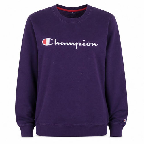 Champion Women’s Purple Pullover Sweatshirt L Logo Crew Neck Cotton Blend