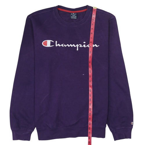 Champion Women’s Purple Pullover Sweatshirt L Logo Crew Neck Cotton Blend