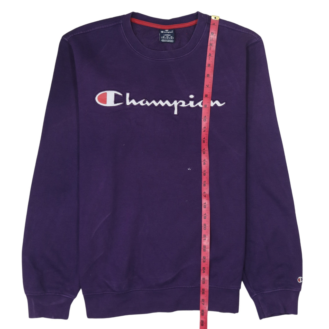 Champion Women’s Purple Pullover Sweatshirt L Logo Crew Neck Cotton Blend