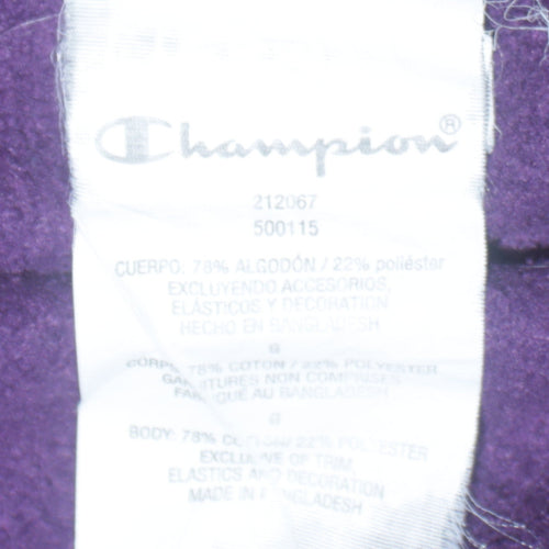 Champion Women’s Purple Pullover Sweatshirt L Logo Crew Neck Cotton Blend