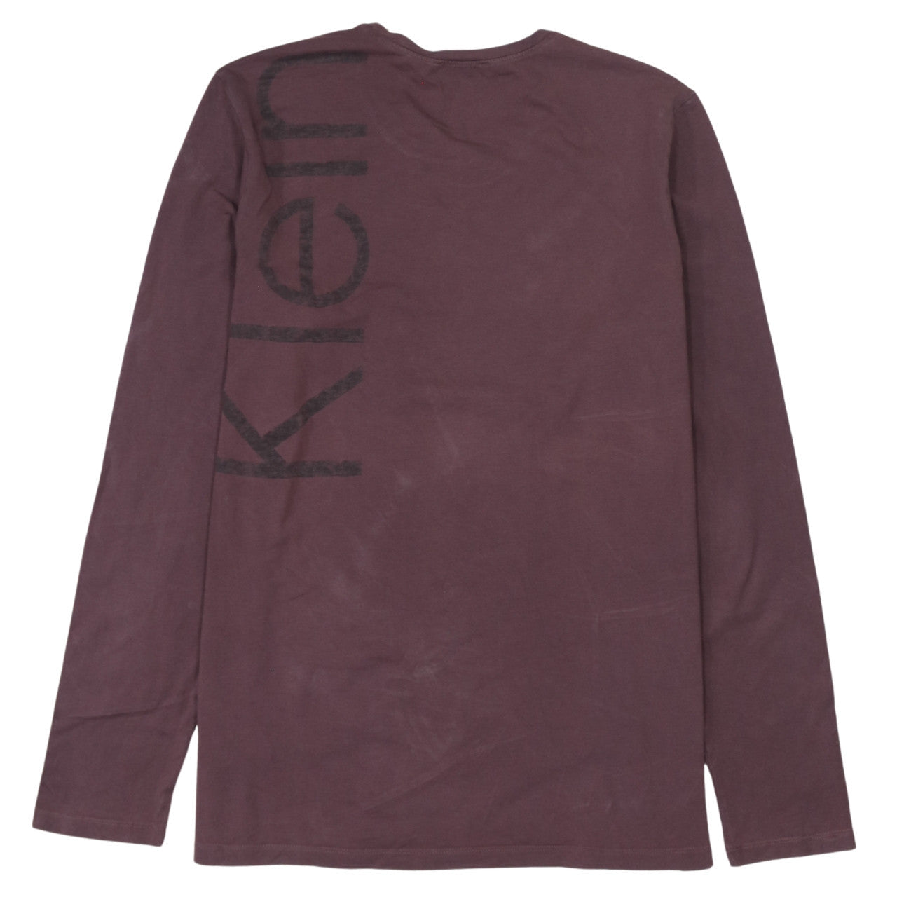 Calvin Klein Men Brown Long Sleeve Logo Crew Neck T-Shirt M