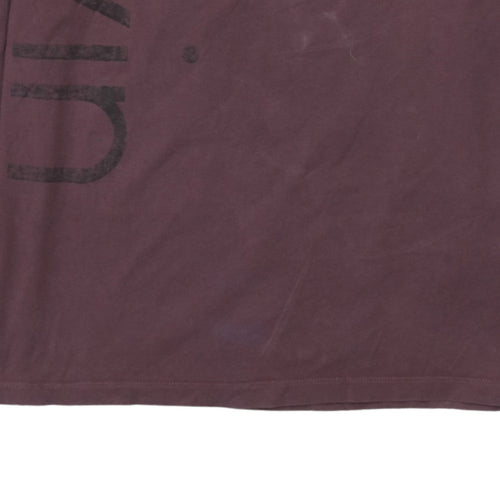 Calvin Klein Men Brown Long Sleeve Logo Crew Neck T-Shirt M