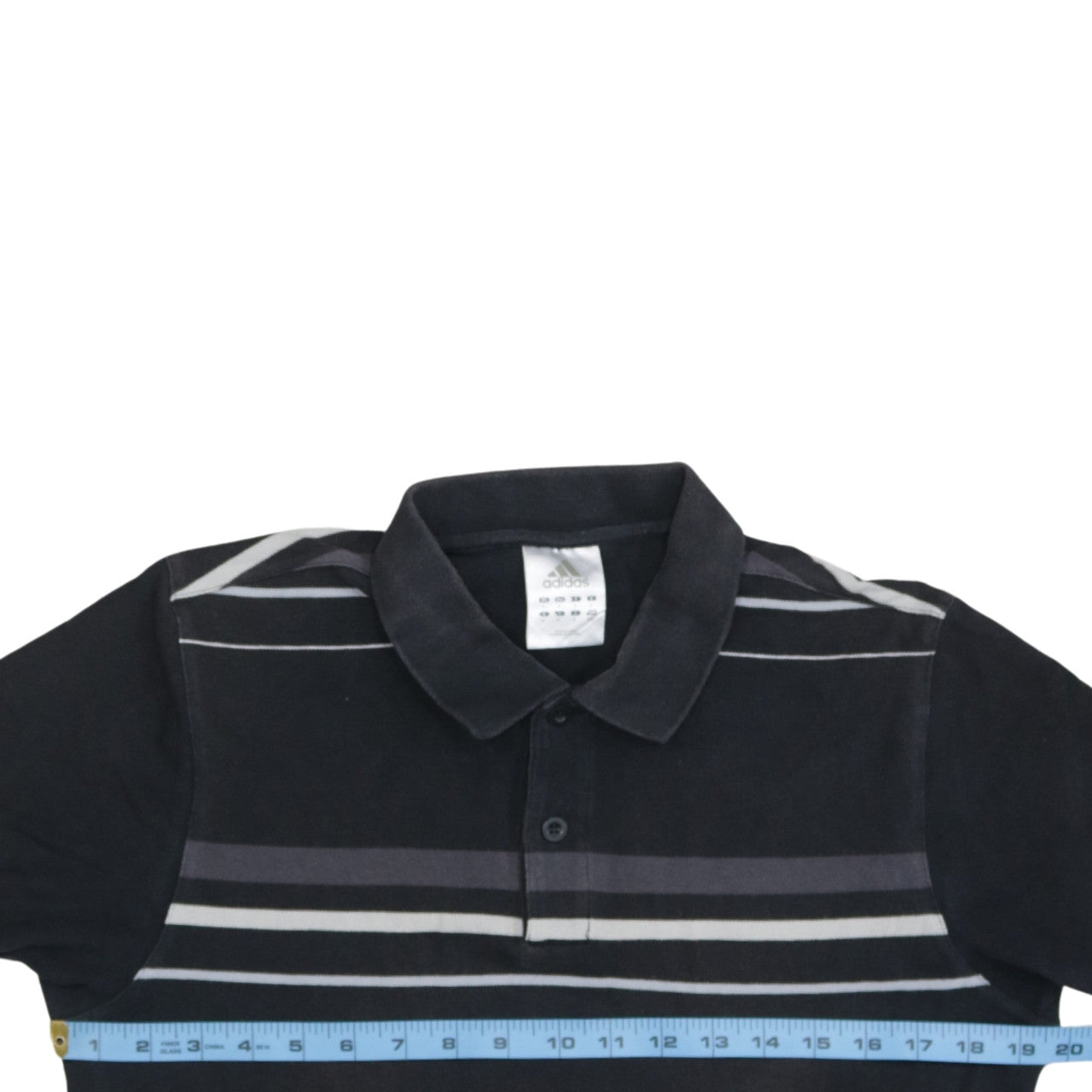 Adidas Men's Black Striped Cotton Polo Shirt M