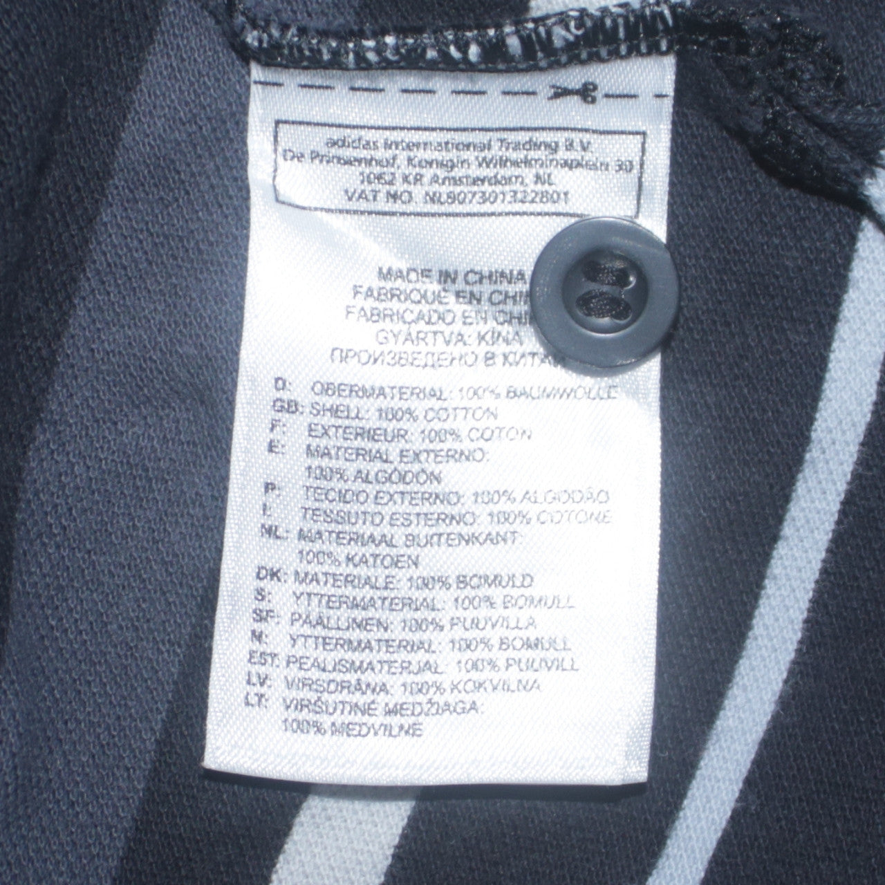 Adidas Men's Black Striped Cotton Polo Shirt M