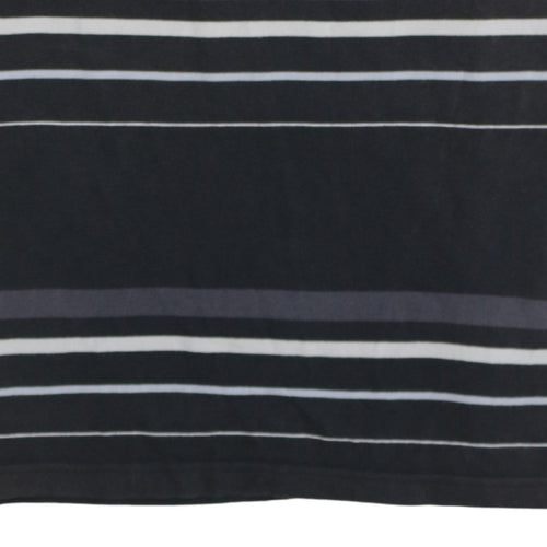 Adidas Men's Black Striped Cotton Polo Shirt M