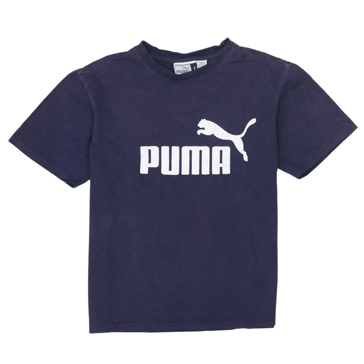 Puma Men's Blue Small Sports Logo Cotton Crew Neck T-Shirt