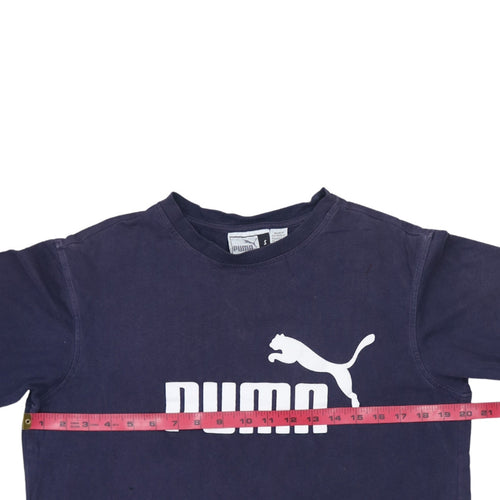 Puma Men's Blue Small Sports Logo Cotton Crew Neck T-Shirt