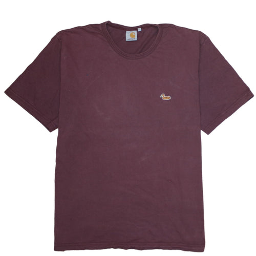 Carhartt Men’s Burgundy Duck Logo T-Shirt XXL Cotton Crew Neck