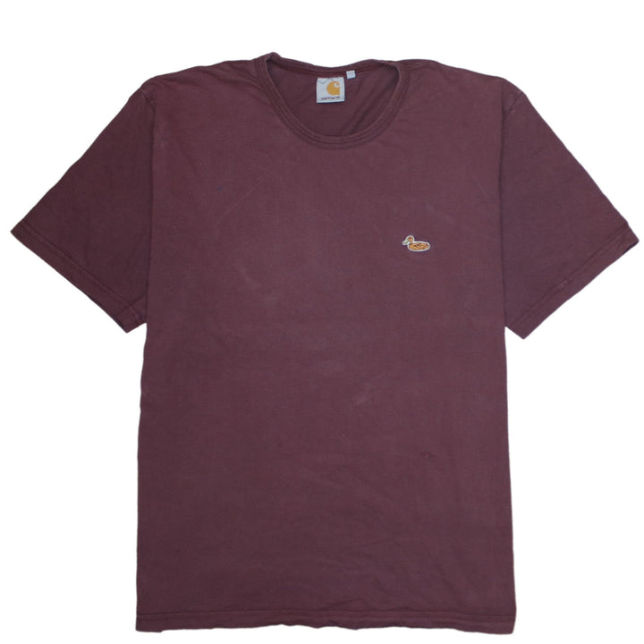 Carhartt Men’s Burgundy Duck Logo T-Shirt XXL Cotton Crew Neck